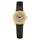 Women's Gold UAH Chargers Medallion Black Leather Wristwatch