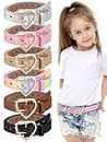 Ramede 6 Pieces Girls Belt with Heart Metal Buckle Skinny Kids Leather Belts Little Girls Belts for Jeans Dress Pants (Fresh Color,22-26 Inch)