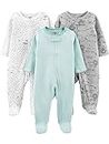 Simple Joys by Carter's Baby 3-Pack Neutral Sleep and Play, Mint/Stripes/Heather Grey/Prints, 0-3 Months