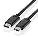 TNP USB Type C to Type C Cable, USB-C to USB-C Cable Adapter Connector Plug Wire Cord, High Speed USB 2.0 Male to Male Sync & Charge Cable - Black (3FT)