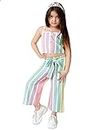 Naughty Ninos Girls Pink & Yellow Striped Top with Palazzos Set(MM00541DRS_Multi_5-6 Years)