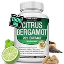 Citrus Bergamot Supplement 1500mg - Pure 25:1 Bergamot Fruit Extract to Support Cholesterol & Cardiovascular Health, Black Pepper for High Absorption, Natural Non-GMO for Men Women, 90 Capsules