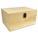 TWISTED ENVY Unfinished Wood Classic Box with Hinged Lid for Arts, Crafts, Hobbies and Home Storage, 10.62" x 7.87" x 5.51" - in Inches