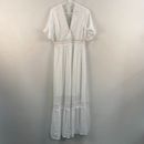Wishlist Apparel Womens Medium Dress White Maxi Short Flutter Sleeve Crochet