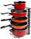 EverEx Adjustable Multipurpose Pan & Pot Tawa Rack Holder Stand Plate Dish Lid Tray Utensils Cookware Storage Shelf Organizer For Kitchen (Black,Alloy Steel, Tiered Shelf)