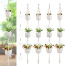 4×Macrame Hanging Baskets Planter Flower Pot Planters Stand Wall Planters Indoor