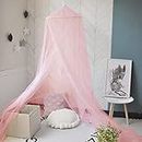 Eimilaly Bed Canopy Mosquito Net, Bed Canopy for Girls Room Decor - Insect Protection Hanging Canopy for Adults, Babies, Outdoor Camping, Pink/Single Door