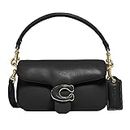 COACH Leather Covered C Closure Pillow Tabby Shoulder Bag 18, Bolsa de Hombro para Mujer, Black, One Size