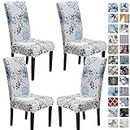 SPRINGRICO Chair Covers for Dining Room Set of 4, Stretch Dining Chair Cover, Washable Spandex Kitchen Parsons Chair Slipcovers, Removable Seat Protector for Home or Party (4 Pack, FLORAL5)