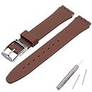 MCXGL Band Replacement for Swatch Sweatproof Silicone Rubber Strap with Stainless Steel Buckle 17mm Brown