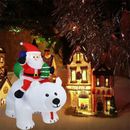 Polar Bear & Santa LED Christmas Inflatable Decoration Light Up Animation  7 ft 