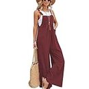 Women's Casual Sleeveless Jumpsuits with Pockets, Loose Baggy Cotton Bib Jumper Overall Loose Fit Wide Leg Casual Loose Fit Rompers Pants