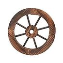 M/E Wagon Wheel Wall Decor, Vintage Rustic Round Wood Cartwheel with Steel Rim, Decorative Wooden Crafts Suitable for Studio, Garden and Home