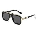 Long Keeper Retro Square Sunglasses for Men Women Classic Pilot Sunglasses Vintage Style Metal Square Frames Anti UV400 Sun Glasses Unisex