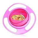 Vokmon Baby Universal Gyro Bowl, Anti Spill Dining Entertaining Toddler Magic Bowls, Non Spill Feeding Toddler Gyro Bowl Rotating, 360 Degrees Rotation Gyroscopic Smooth Bowl for Kids Toddlers (Pink)