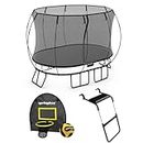 Springfree Outdoor Oval Jumping Trampoline with Net Enclosure, Basketball Hoop Game, and Step Ladder, Accessories for Backyard, Black (Med Oval (8ft x 11ft))