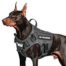 Buraq Tactical Dog Harness No-Pull Heavy Duty Pet Harness Adjustable with Handle Easy Control, Tactical Vest Harness for Walking Training Hiking (S, Black)