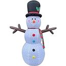 Fraser Hill Farm 8-Ft. Pre-Lit Christmas Inflatable | Jolly Snowman with Snowflake Print, RGB Lights and Storage Bag | Outdoor Holiday Blow-Up Festive Celebration Party Decor | FHFSNWM082-L, White