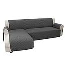 Easy-Going Sectional Couch Covers for Dogs L Shape Sofa Cover Reversible Sofa Slipcover Chaise Lounge Cover Furniture Protector Cover for Pets Dog Cat (Large, Dark Gray/Dark Gray)