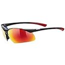 uvex sportstyle 223 - Sportbrille für Damen und Herren - verspiegelt - druckfreier & perfekter Halt - black/red - one size