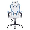 HLDIRECT Gaming Chair, Office Chair High Back Computer Chair Leather Video Game Desk Chair Racing Executive Ergonomic Adjustable Swivel Task Chair with Headrest and Lumbar Support, White Blue