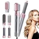 TechKing (LIMITED TIME DEAL WITH 15 YEARS WARRANTY) 5 in 1 Hot Air Styler Hair Dryer Comb Multifunctional Styling Tool for Curly Hair machine for Straightening Curling Drying Combing Scalp Massage Styling Hair Straigtener For Women -BABY PINK
