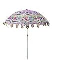 Ravaiyaa - Attitude is everything Floral Embroidered Umbrella Cotton Sun Protection Parasol Roof Garden Umbrella 70" Inch (White)