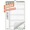 Planer für Zwei (Wandkalender 2024 mit 2 Spalten im A4 Format) - Partnerkalender für Paar - Paarkalender - Kalender zum Aufhängen für zwei Personen (ganzes Jahr) - Eucalyptus