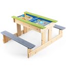 3-in-1 Kids Picnic Table Outdoor Wooden Water Sand Table w/ Play Boxes