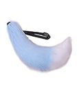 Fxaelian Faux Fur Animal Big Tail Fox Cat Dog Wolf Tail Set Holloween Cosplay Party Costume Accessory, Blue White, Large