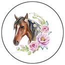 BROWN HORSE WITH FLOWERS ENVELOPE SEALS LABELS STICKERS PARTY FAVORS