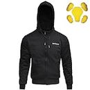 RIDERACT® Mens Motorcycle Riding Hoodie Black Reinforced with Aramid Fiber motorbike Fleece Hooded Jacket Motocross Touring Hoodie with CE Armour (AU, Alpha, Small, Regular, Regular, Black)