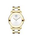 Movado Women's Bold Iconic Pale Gold Ionic Plated Stainless Steel Case, Pale Gold Ionic Plated Stainless Steel and White Ceramic Link Bracelet, Two Tone, (Model: 3600892)