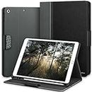 KingBlanc New iPad 9th / 8th / 7th Generation (10.2 inch, 2021/2020/2019 model) with Pen Holder, Auto Sleep/Wake & Stand Function, Vegan Leather Case Smart Folio Cover Case, Black