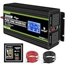 NOVOPAL Pure Sine Wave Inverter -3000W 12V to 230V 240V Car Converter Power Inverter with LCD Display 2AC Outlets and 2.1A USB Port-Remote Control for Motorhomes,Truck,Boat,Camping,Household,Van