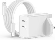 2 Port PD Plug 24W USB-C Type C Fast Wall Charger Adapter For iPhone 14 13 12 11