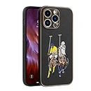 A.S. PLATINUM Luxury Electroplated Chrome Embroidery Leather Case| Full Camera Protection | Raised Edges | Super Soft Side TPU | for Apple iPhone 14 Pro Max 6.7 inch Back Cover Case - Pattern 6