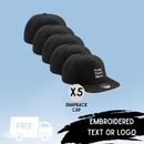 Embroidered Workwear Package Bundle 5 Snapback Caps, Various Colours, add text