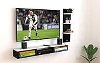 DAS Engineered Wood Wall Mount TV Entertainment Unit with Set Top Box Stand and 3 Wall Shelves , Ideal for up to 48" Screen- Bolivar (Black , White)