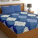 My Room 100% Cotton King Bedsheet with 2 Pillow Covers Cotton, 140tc Abstract Navy Blue Bedsheets for King Bed Cotton (8.9ft x 8.9ft)