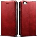 iPhone 6S Case iPhone 6 Leather Phone Wallet by BENIMIL [Folio Style] [Stand Feature][Card Slot + Money Pocket] Magnetic Closure Protective Cover - Red