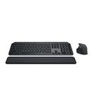 Logitech MX Keys S Combo - Performance Wireless Keyboard and Mouse with Palm Rest, Customisable Illumination, Fast Scrolling, Bluetooth, USB C, for Windows, Linux, Chrome, Mac