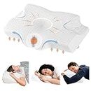 Elviros Cervical Contour Memory Foam Pillow for Neck Pain Shoulder Pain, Orthopedic Neck Pillow with Arms Rest Ergonomic Sleeping Bed Pillow for Side/Back/Stomach Sleepers with Removable Cover (White)