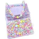 TREXEE Craft DIY 470PCS Bead Set | Necklace Bracelets Jewelry Making Kits Colorful Acrylic Crafting Beads Kit Box with Accessories for Kids
