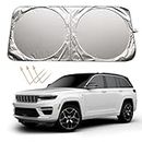 XHRING Car Windshield Sun Shade Sunshade Compatible with Jeep Renegade 2015-2024 Cherokee 2011-2024 Compass 2017-2024 Patriot 2007-2017 Trailhawk Sport Accessories Car Front Window Sun Shield Visor