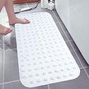 Bathroom Mat - Soft PVC Non Slip Shower Mat Non Slip Anti Mould Strong Grip with Suction Cups & Drain Holes - Antibacterial Easy Drying Mat (38 x 70 cm, Sky Blue/Clear)