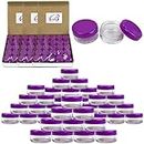 Beauticom 5G/5ML Round Clear Jars with Purple Lids for Cosmetics, Medication, Lab and Field Research Samples, Beauty and Health Aids - BPA Free (Quantity: 200 Pieces)
