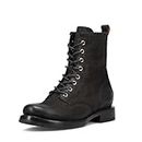 Frye Veronica Women’s Combat Boots Crafted from Hand-Burnished Vintage Italian Leather with Goodyear Welt Construction and Leather Lining – 6 ¾” Shaft Height …, Black Floral (Nubuck Leather), 8.5