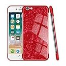 COVERLY for iPhone 5s Marble Cover Case,Marble Golden Shock Absorb Toughened Glass Back Case with Electroplating TPU + Phone Anti-Slip Bumper Back Case for Apple iPhone 5s - Cherry Red