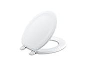 KOHLER 4648-0 Stonewood Toilet Seat Round,Wood Toilet Seat, Round Toilet Seats for Standard Toilets, Toilet Lid with Color-Matched Plastic Hinges, White